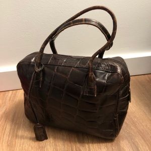 Paola Lungo Croc Trend Leather Satchel